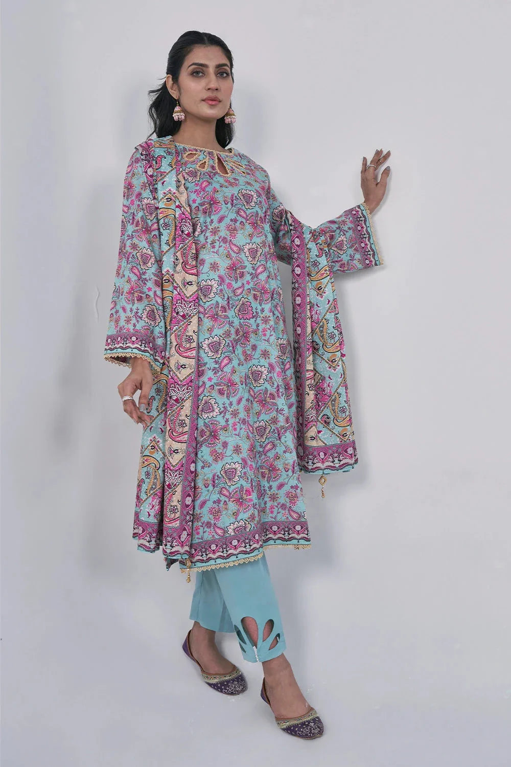 3PC Printed Unstitched Lawn Suit KLA-3045 Printed KHAS STORES