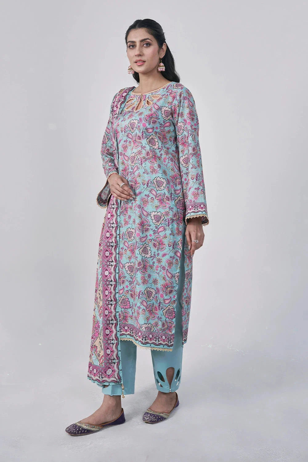 3PC Printed Unstitched Lawn Suit KLA-3045 Printed KHAS STORES