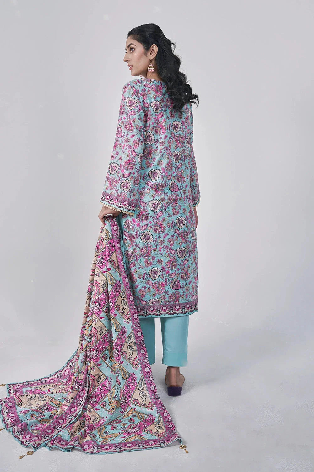 3PC Printed Unstitched Lawn Suit KLA-3045 Printed KHAS STORES