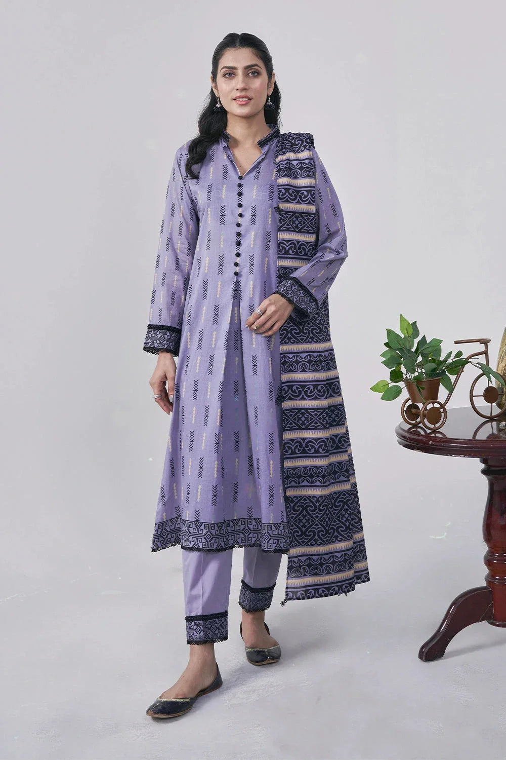 3PC Printed Unstitched Lawn Suit KLA-3046 Printed KHAS STORES