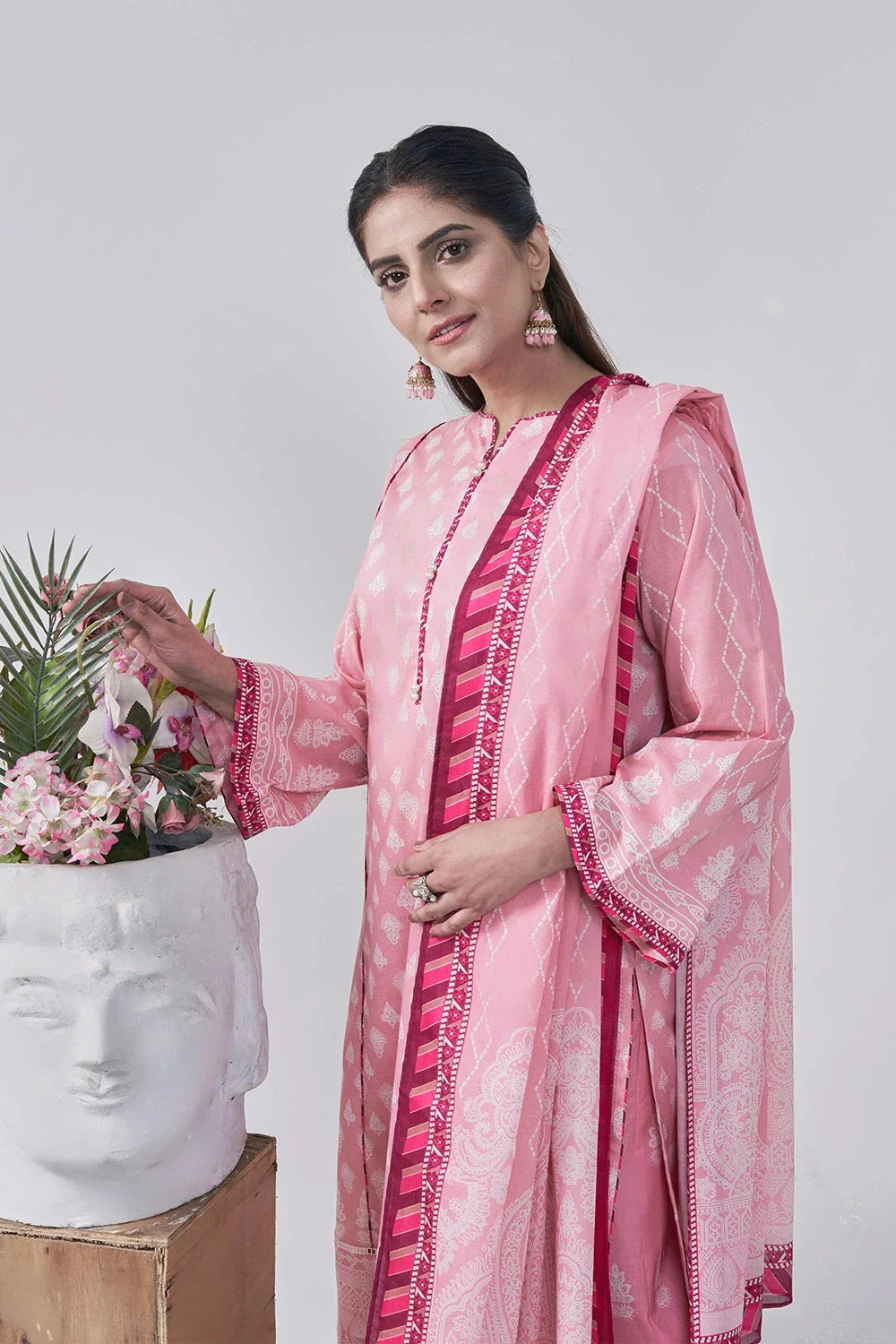 3PC Printed Unstitched Lawn Suit KLA-3082 Printed KHAS STORES