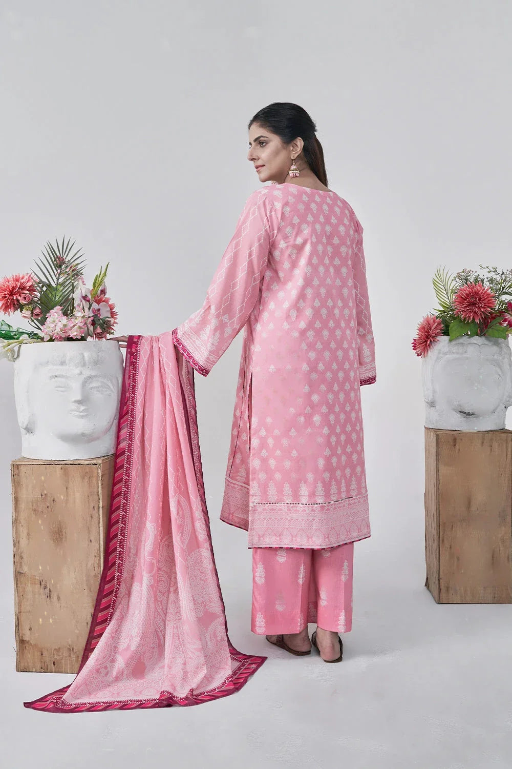 3PC Printed Unstitched Lawn Suit KLA-3082 Printed KHAS STORES