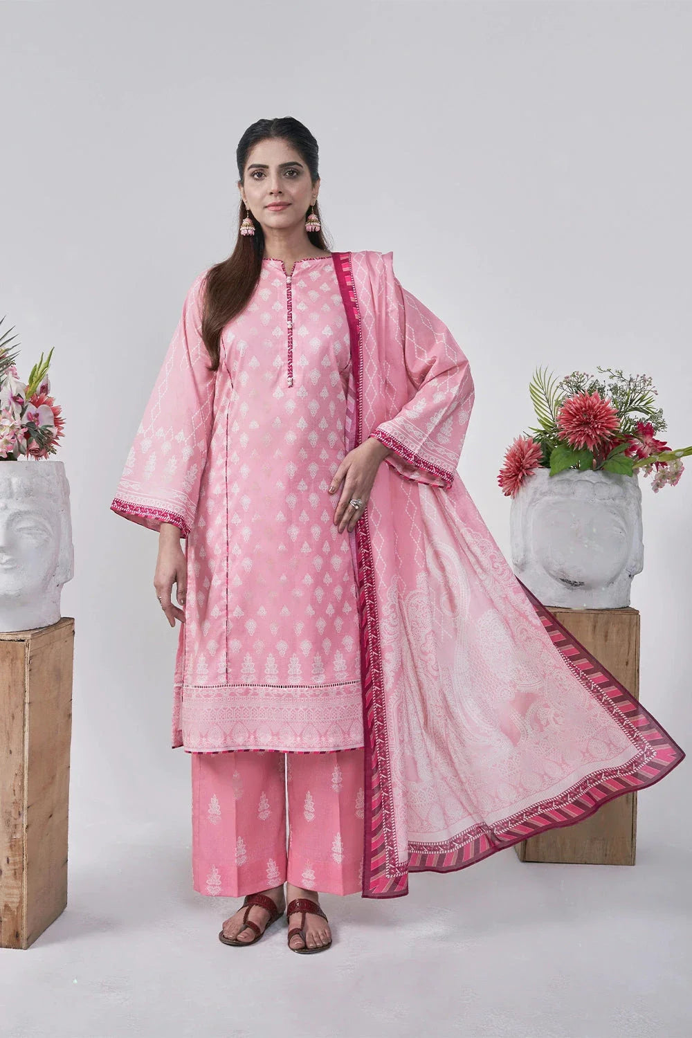 3PC Printed Unstitched Lawn Suit KLA-3082 Printed KHAS STORES