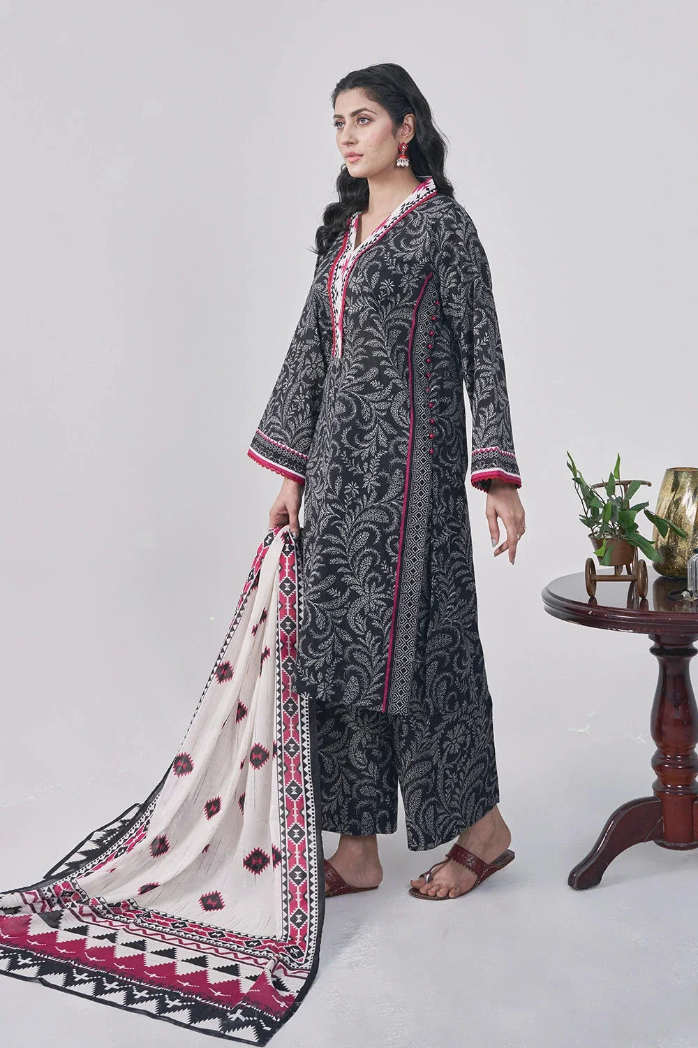3PC Printed Unstitched Lawn Suit KLA-3084 Printed KHAS STORES