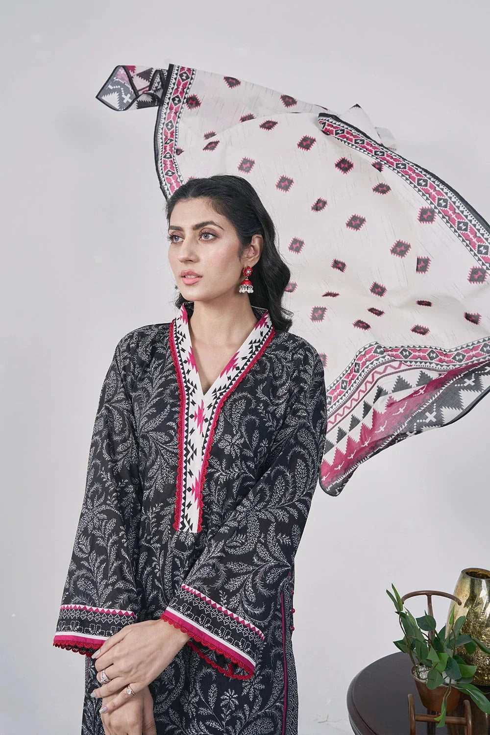 3PC Printed Unstitched Lawn Suit KLA-3084 Printed KHAS STORES