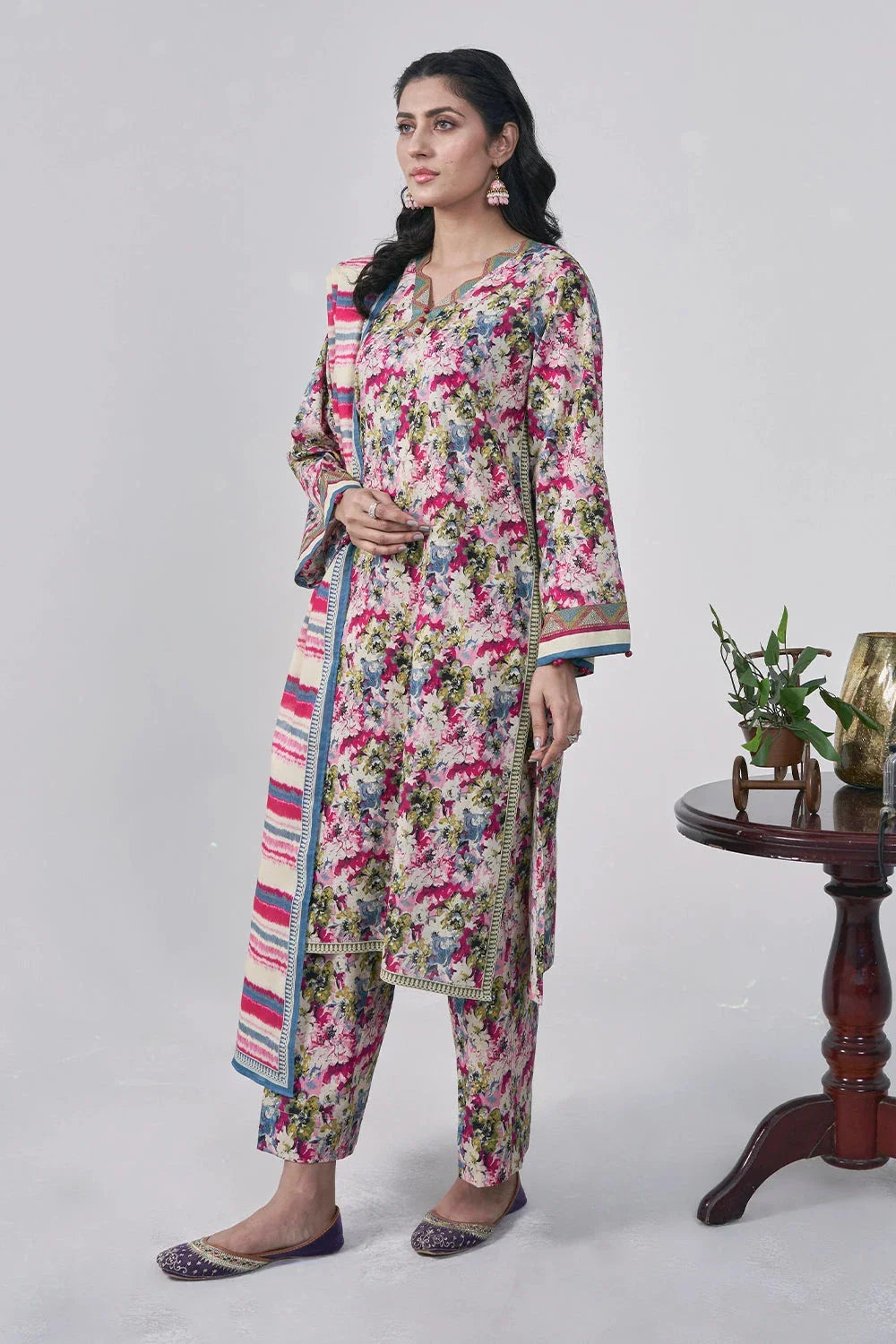 3PC Printed Unstitched Lawn Suit KLA-3088 Printed KHAS STORES