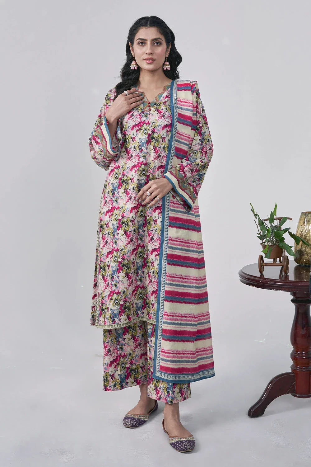 3PC Printed Unstitched Lawn Suit KLA-3088 Printed KHAS STORES