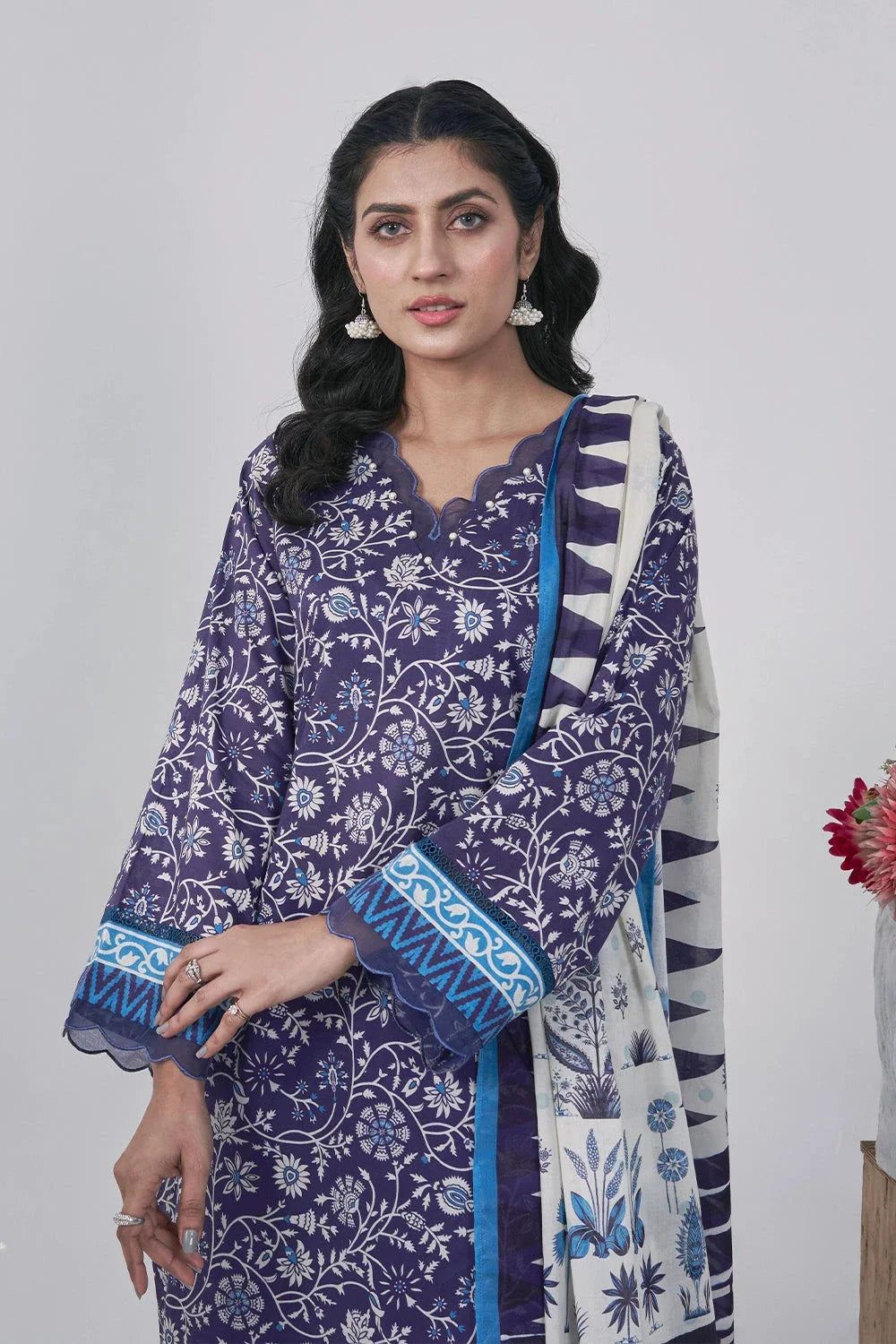 3PC Printed Unstitched Lawn Suit KLA-3089 Printed KHAS STORES