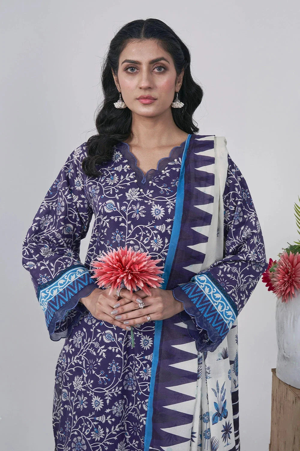 3PC Printed Unstitched Lawn Suit KLA-3089 Printed KHAS STORES