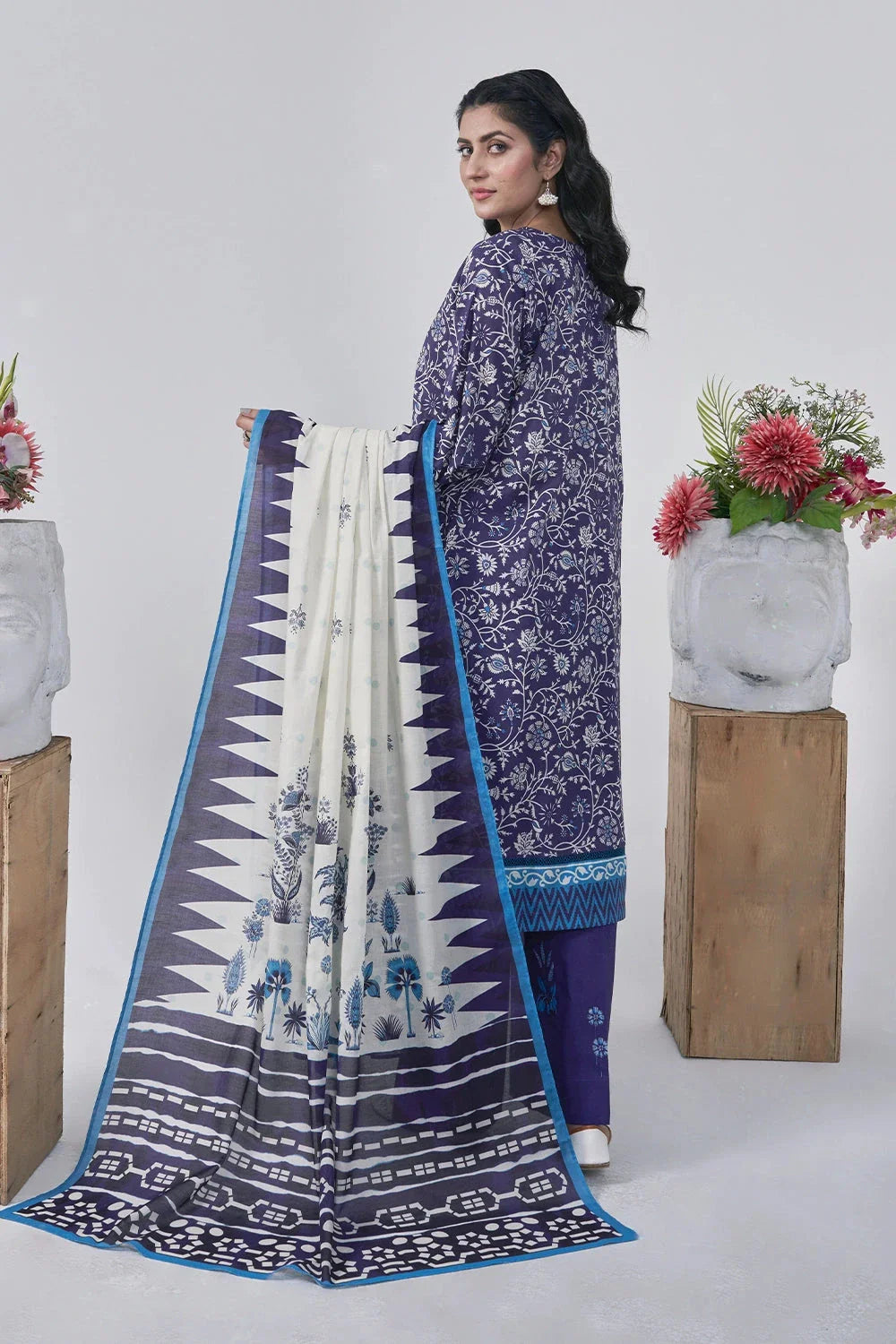 3PC Printed Unstitched Lawn Suit KLA-3089 Printed KHAS STORES