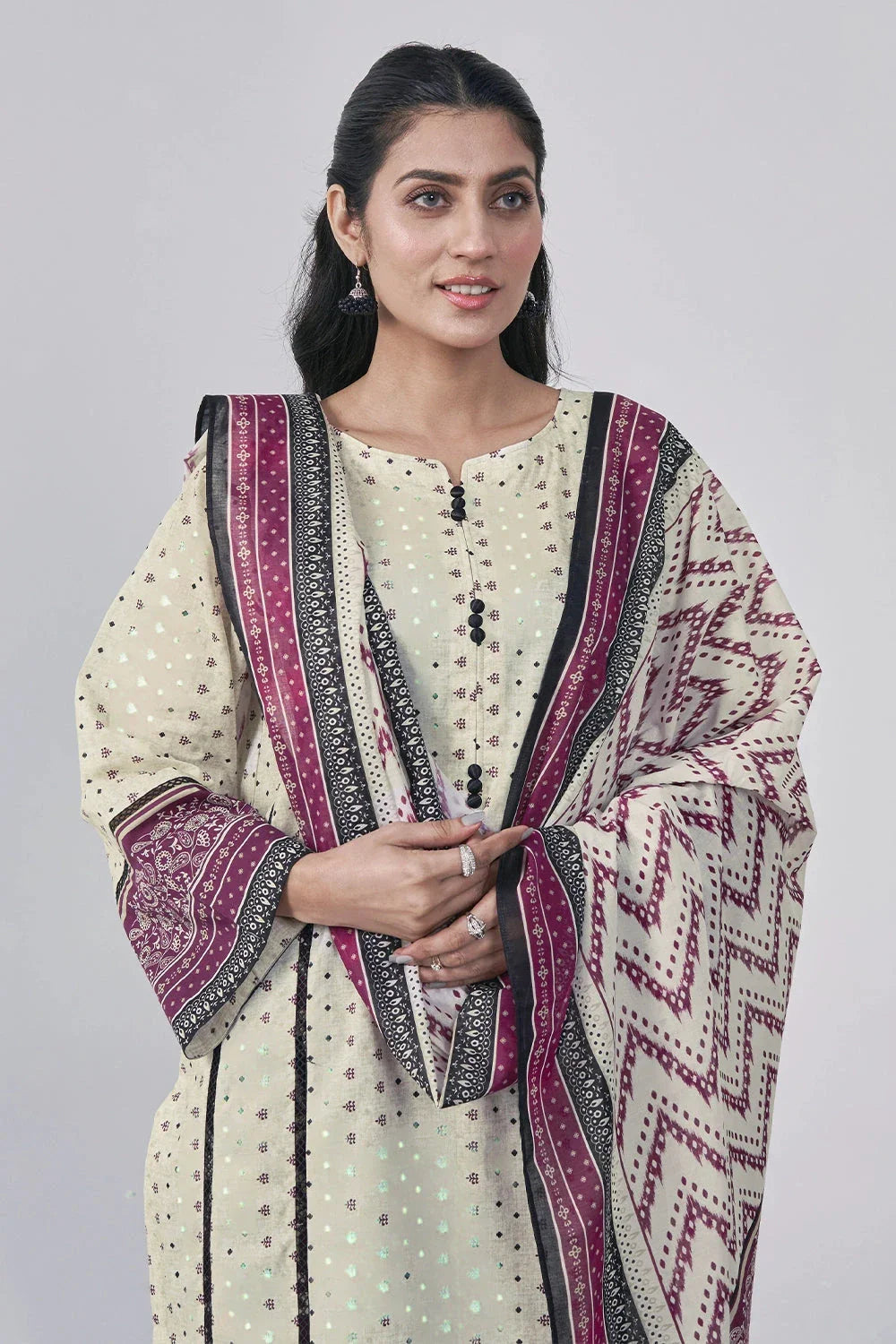 3PC Printed Unstitched Lawn Suit KLA-3091 Printed KHAS STORES