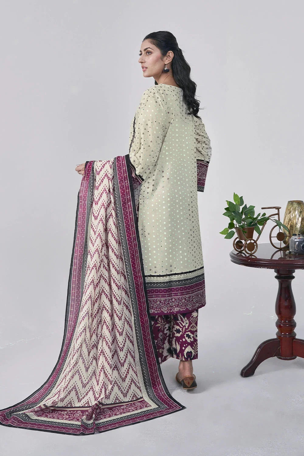 3PC Printed Unstitched Lawn Suit KLA-3091 Printed KHAS STORES