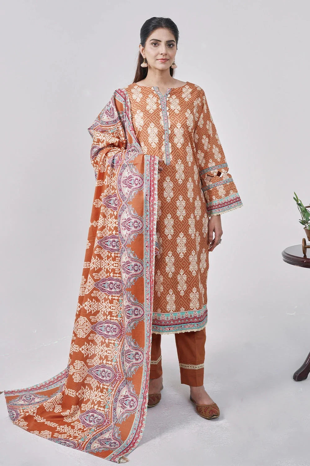 3PC Printed Unstitched Lawn Suit KLA-3093 Printed KHAS STORES