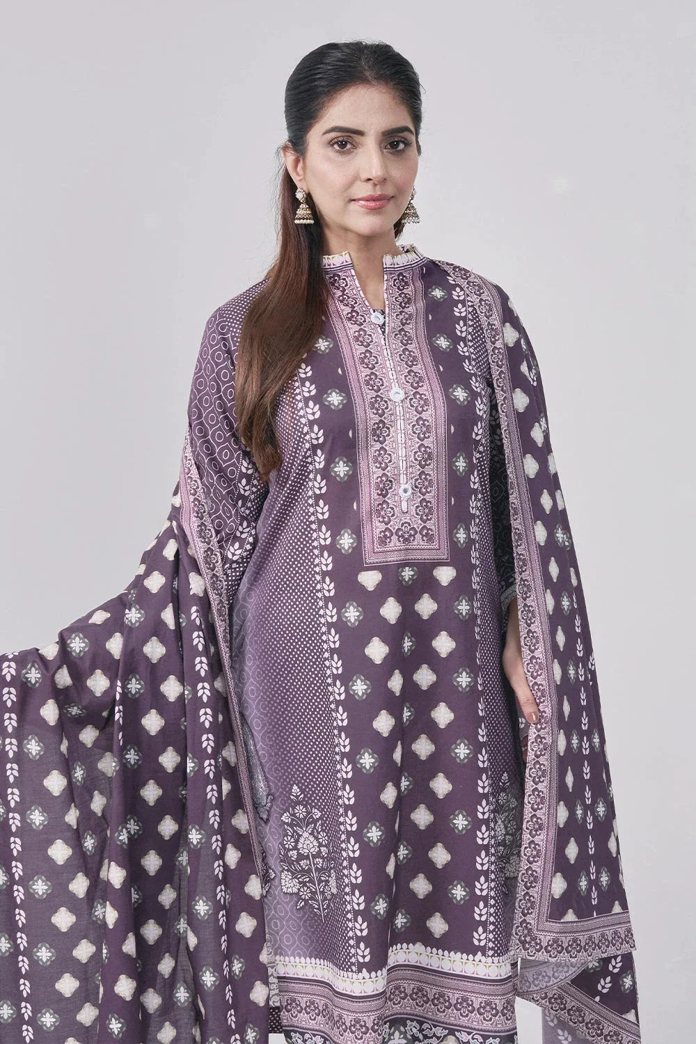 3PC Printed Unstitched Lawn Suit KLA-3094 Printed KHAS STORES