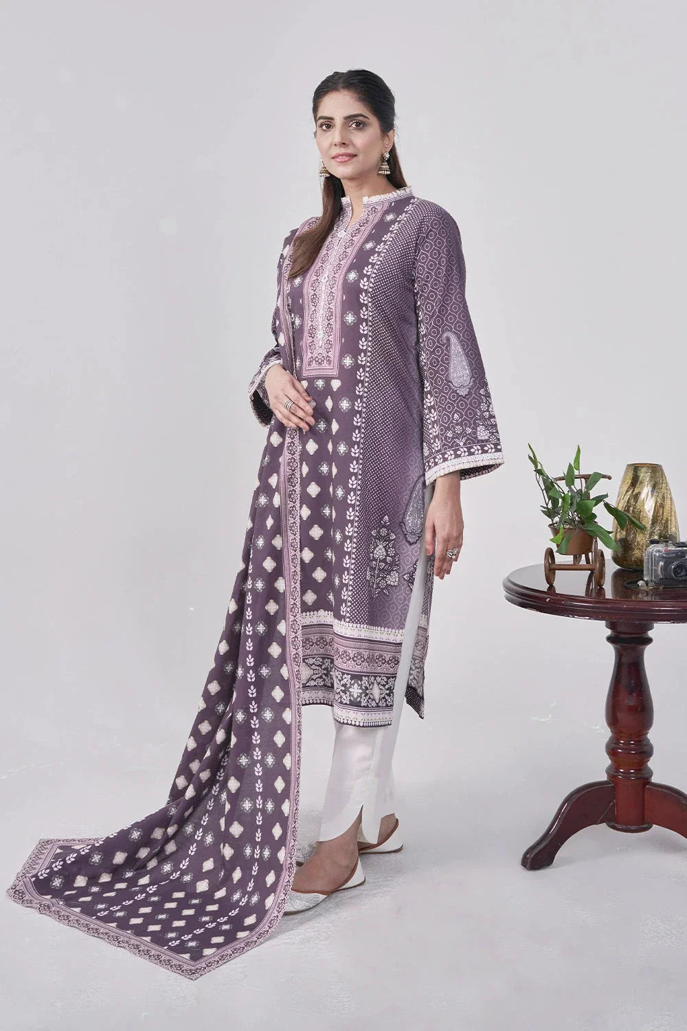 3PC Printed Unstitched Lawn Suit KLA-3094 Printed KHAS STORES