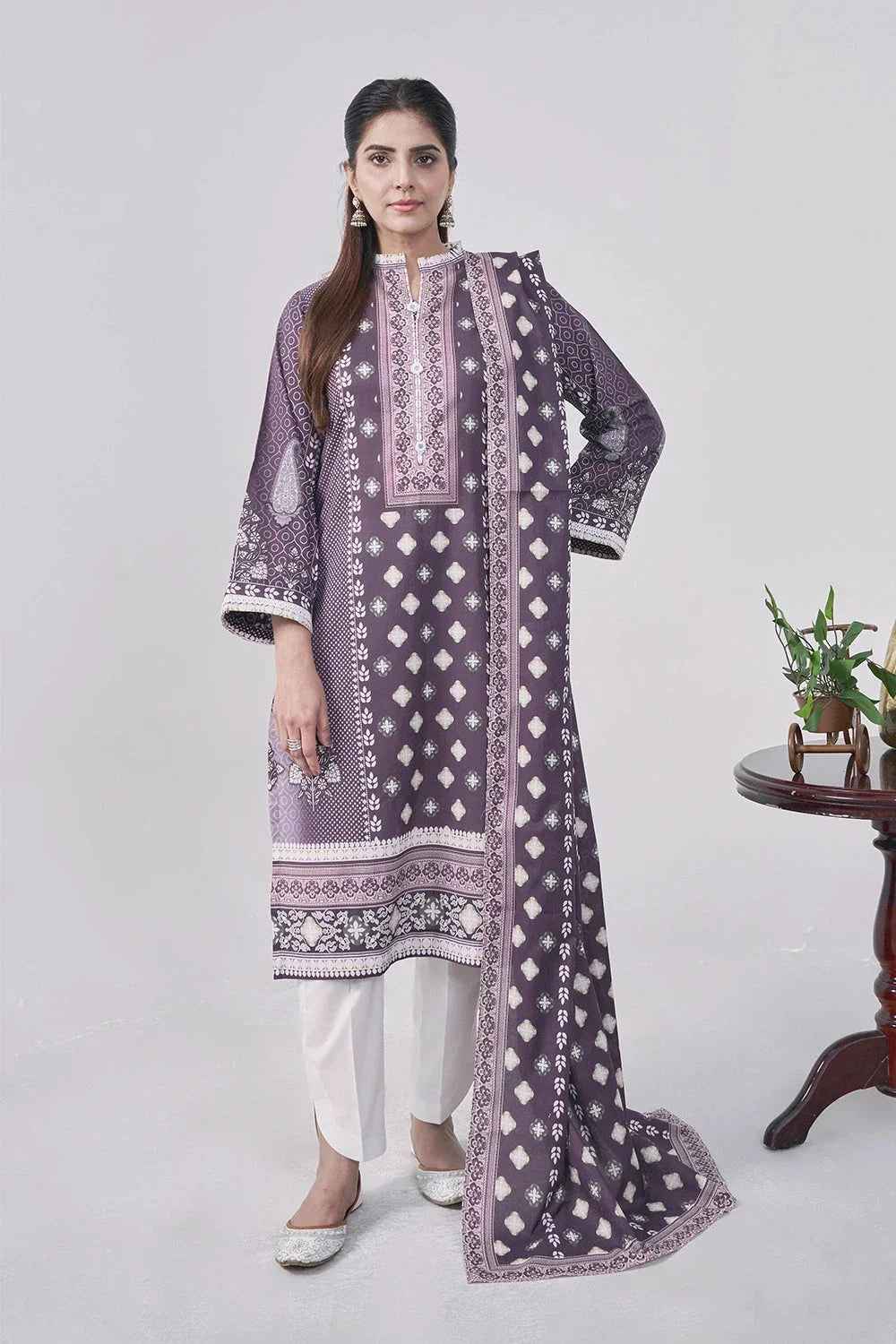 3PC Printed Unstitched Lawn Suit KLA-3094 Printed KHAS STORES