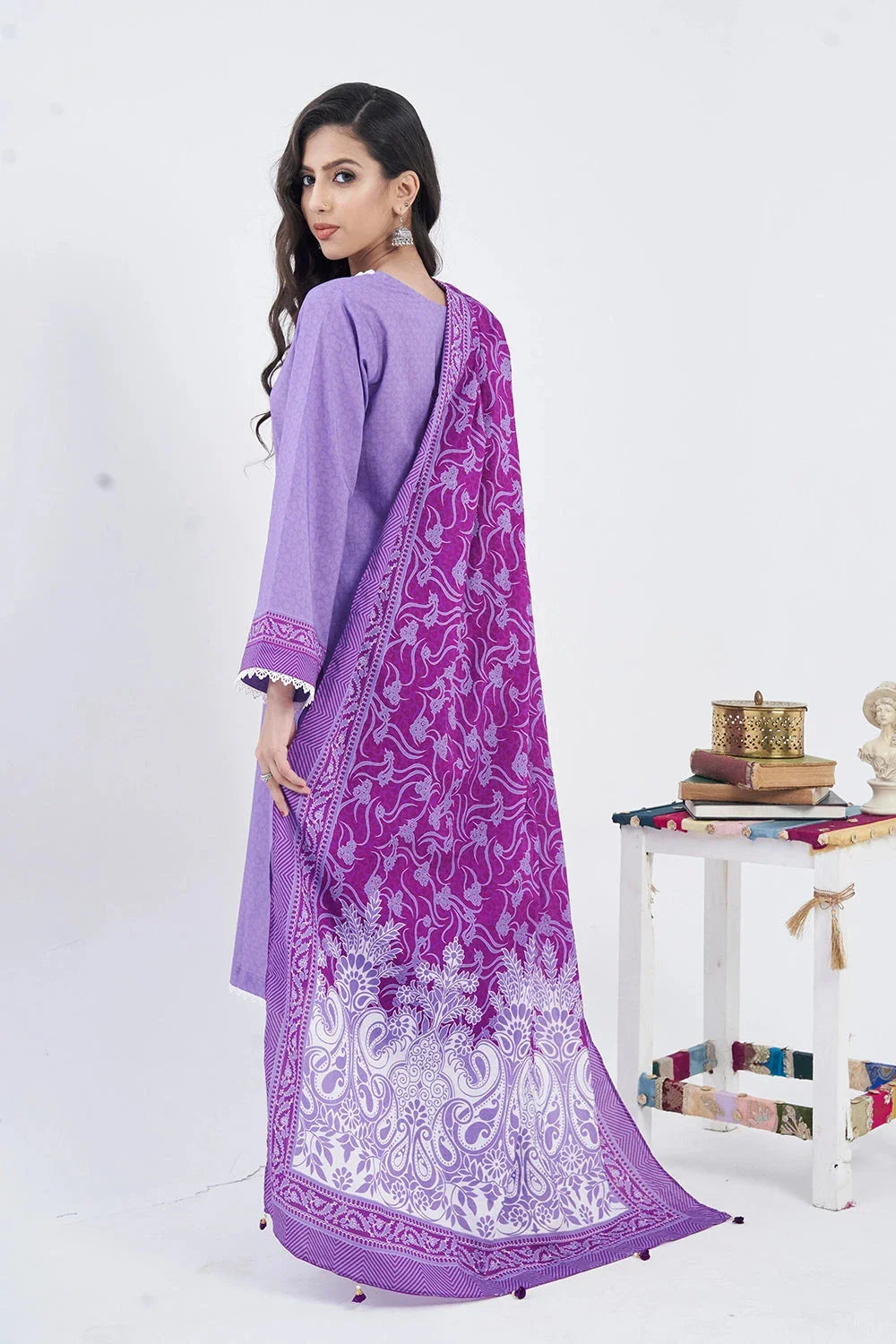 3PC Printed Unstitched Lawn Suit KLA-3095 Printed KHAS STORES