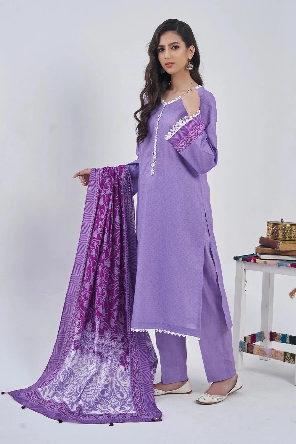 3PC Printed Unstitched Lawn Suit KLA-3095 Printed KHAS STORES