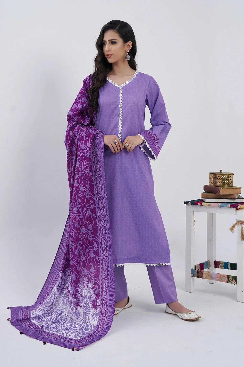 3PC Printed Unstitched Lawn Suit KLA-3095 Printed KHAS STORES