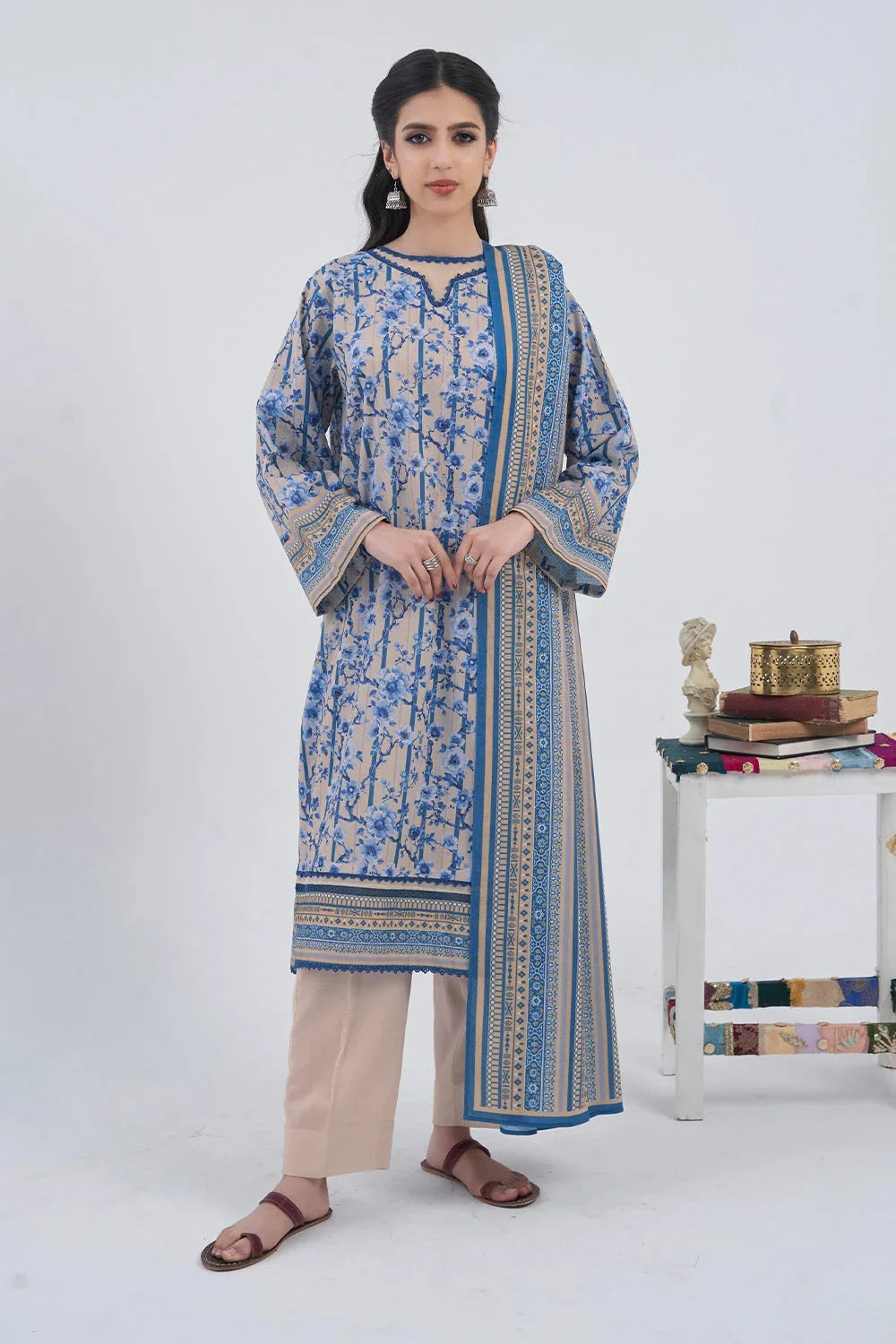 3PC Printed Unstitched Lawn Suit KLA-3100 Printed KHAS STORES