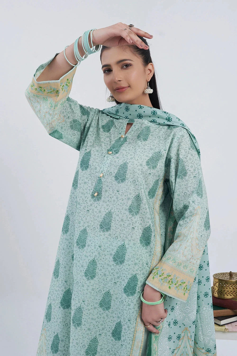 3PC Printed Unstitched Lawn Suit KLA-3103 Printed KHAS STORES