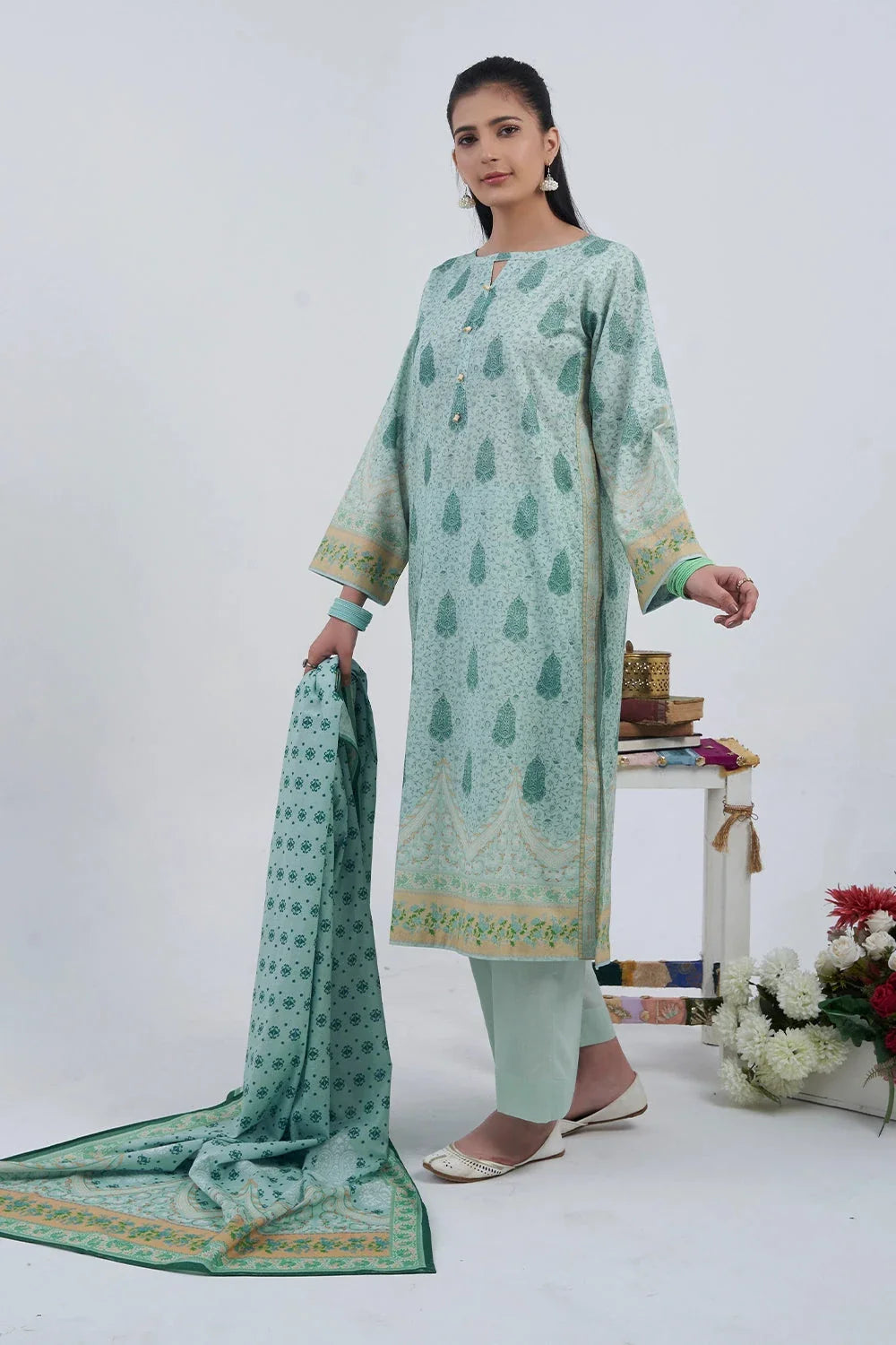 3PC Printed Unstitched Lawn Suit KLA-3103 Printed KHAS STORES