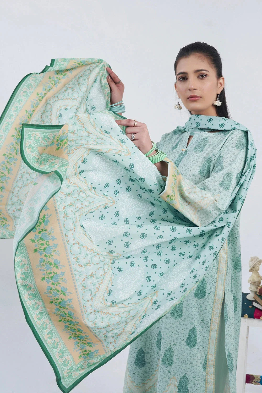 3PC Printed Unstitched Lawn Suit KLA-3103 Printed KHAS STORES
