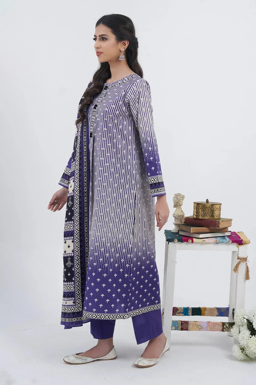 3PC Printed Unstitched Lawn Suit KLA-3105 Printed KHAS STORES