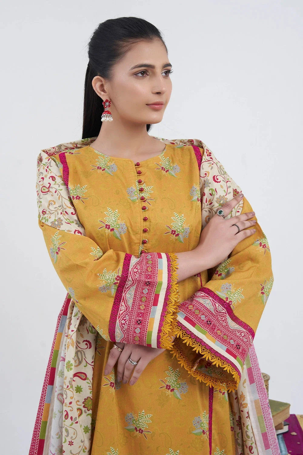 3PC Printed Unstitched Lawn Suit KLA-3106 Printed KHAS STORES