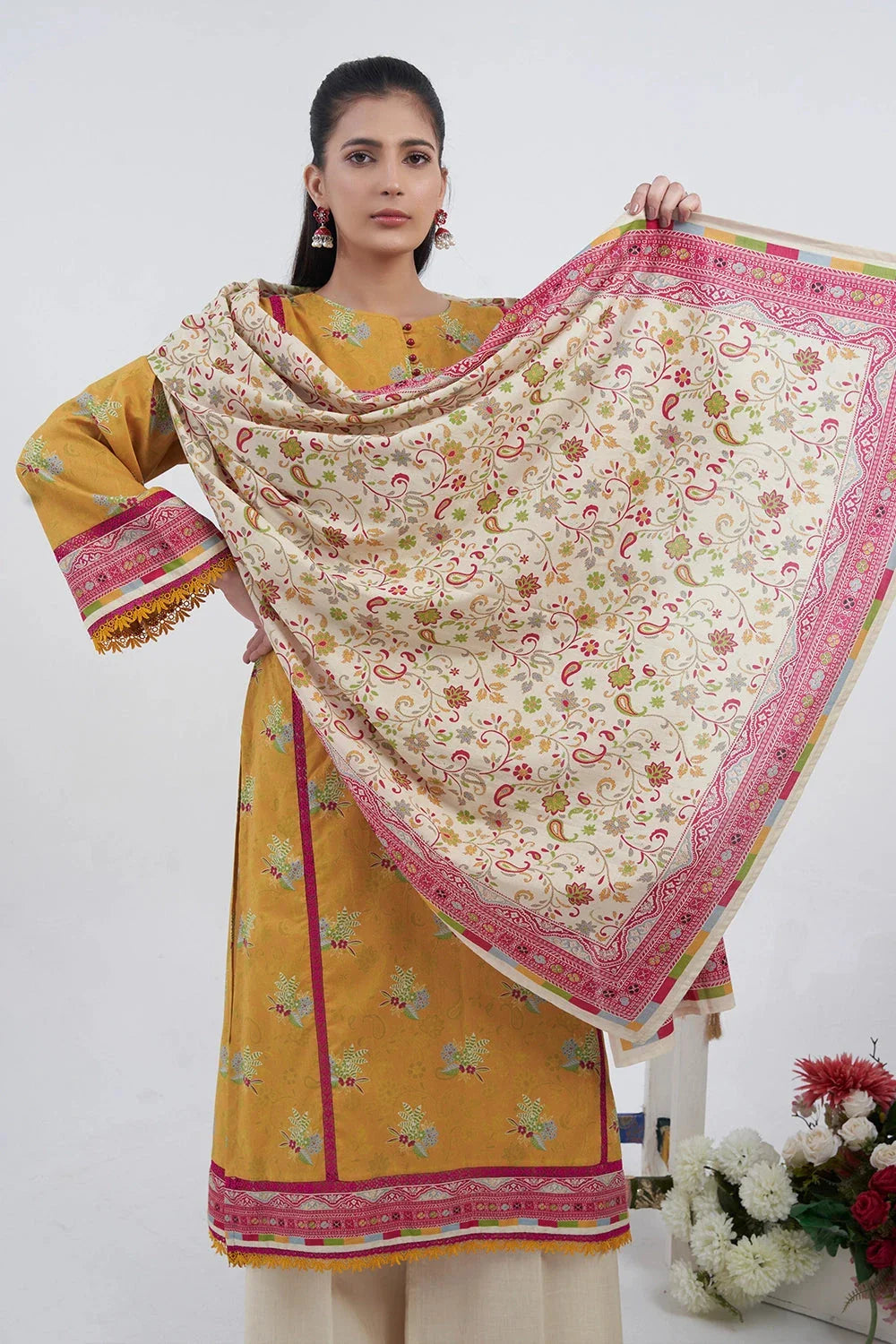 3PC Printed Unstitched Lawn Suit KLA-3106 Printed KHAS STORES