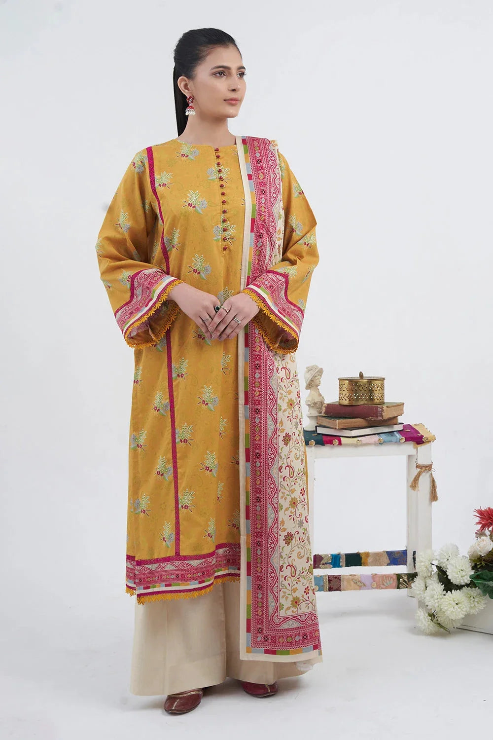 3PC Printed Unstitched Lawn Suit KLA-3106 Printed KHAS STORES