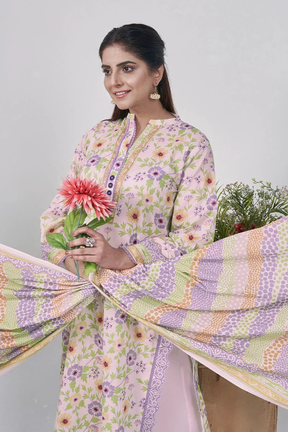 3PC Printed Unstitched Lawn Suit KLA-3107 Printed KHAS STORES