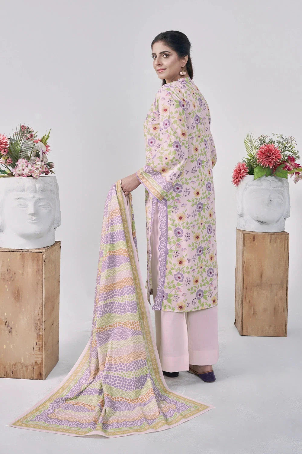 3PC Printed Unstitched Lawn Suit KLA-3107 Printed KHAS STORES