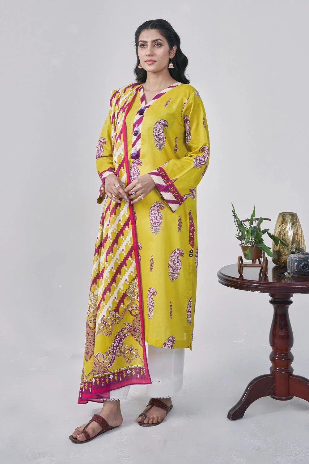 3PC Printed Unstitched Lawn Suit KLA-3108 Printed KHAS STORES