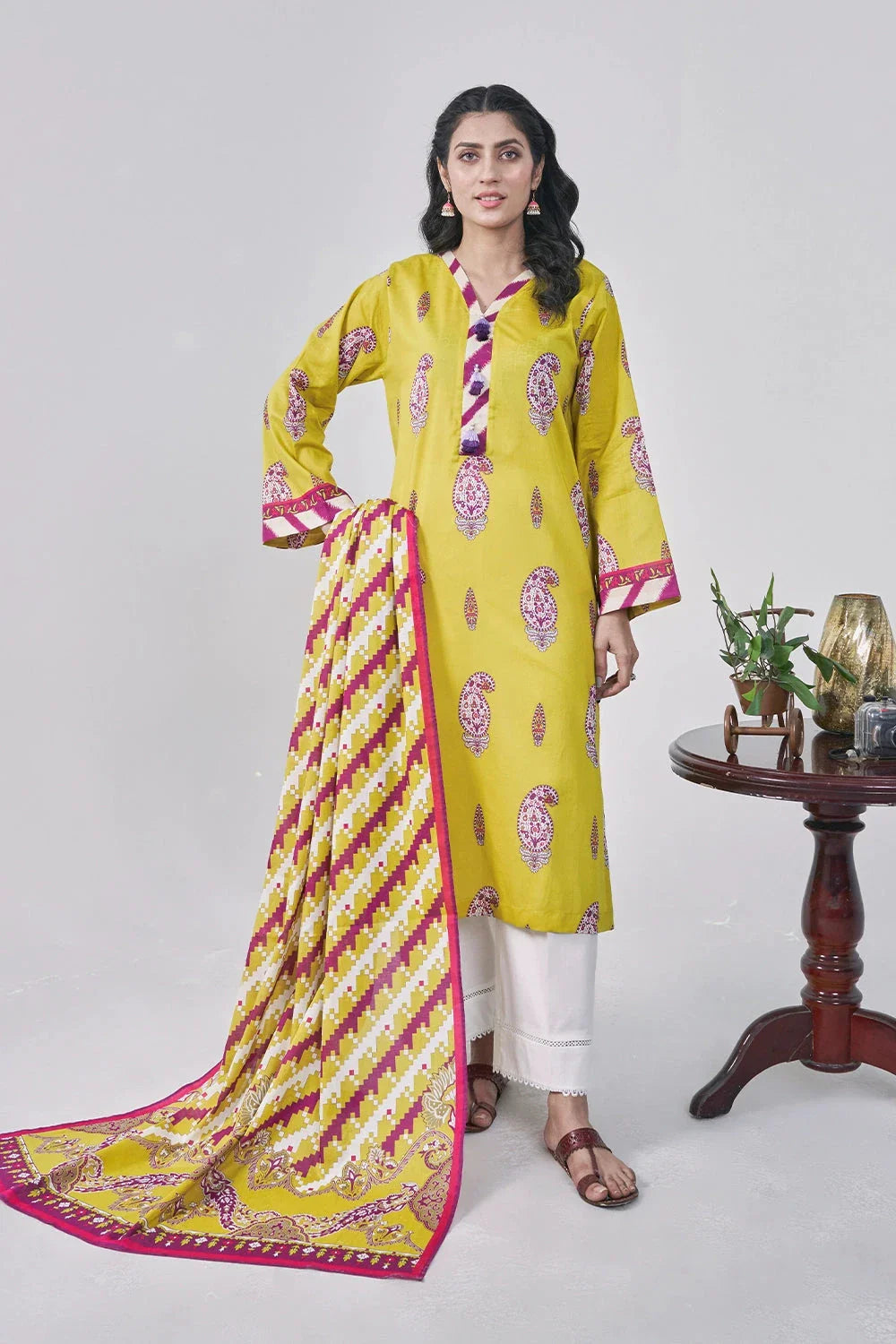 3PC Printed Unstitched Lawn Suit KLA-3108 Printed KHAS STORES