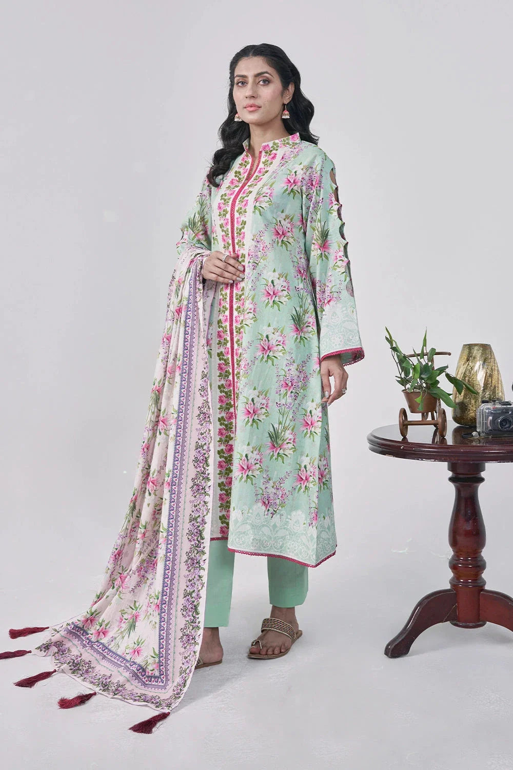 3PC Printed Unstitched Lawn Suit KLA-3152 Printed KHAS STORES