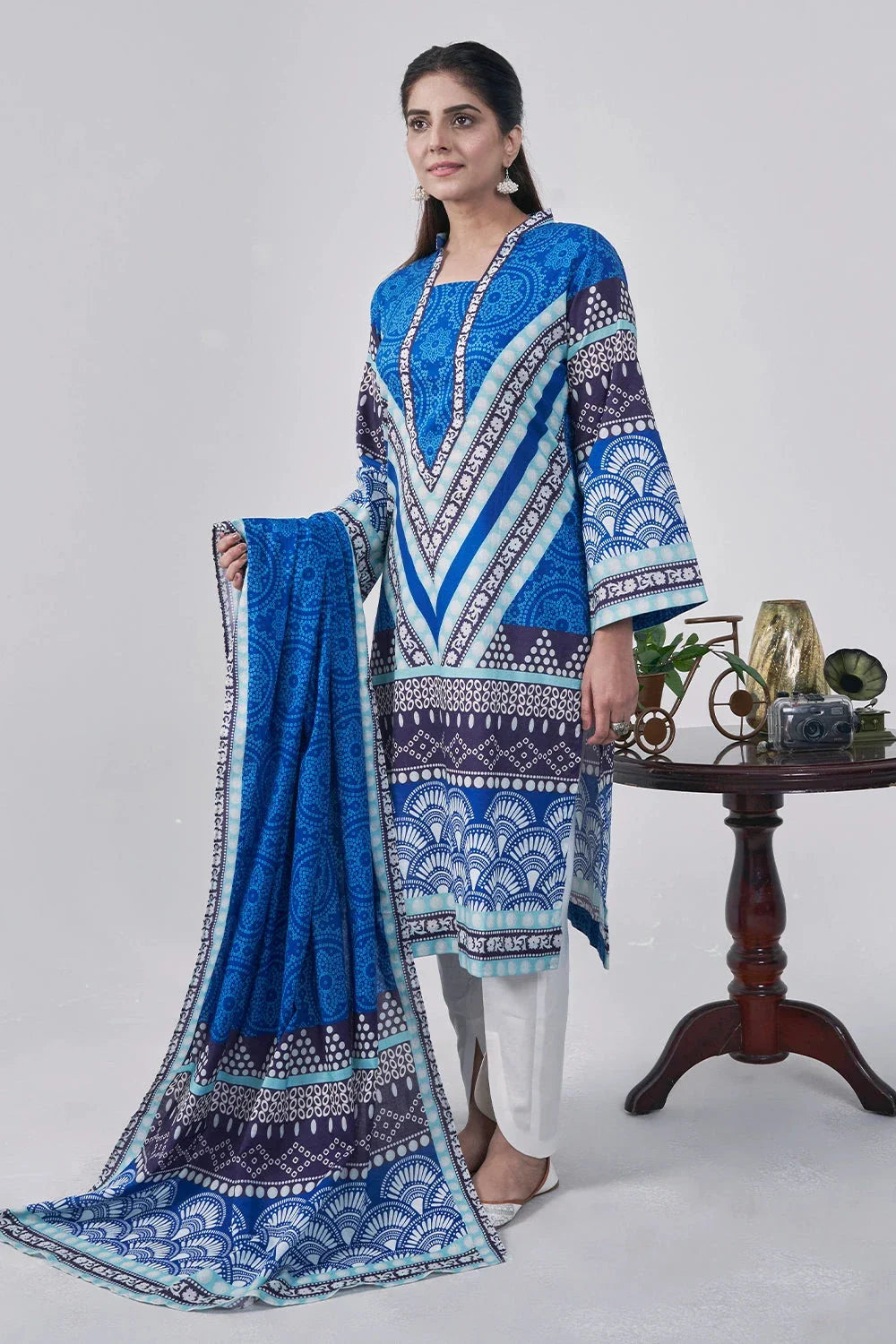 3PC Printed Unstitched Lawn Suit KLA-3154 Printed KHAS STORES