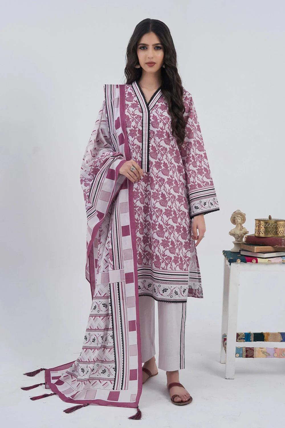 3PC Printed Unstitched Lawn Suit KLA-3155 Printed KHAS STORES