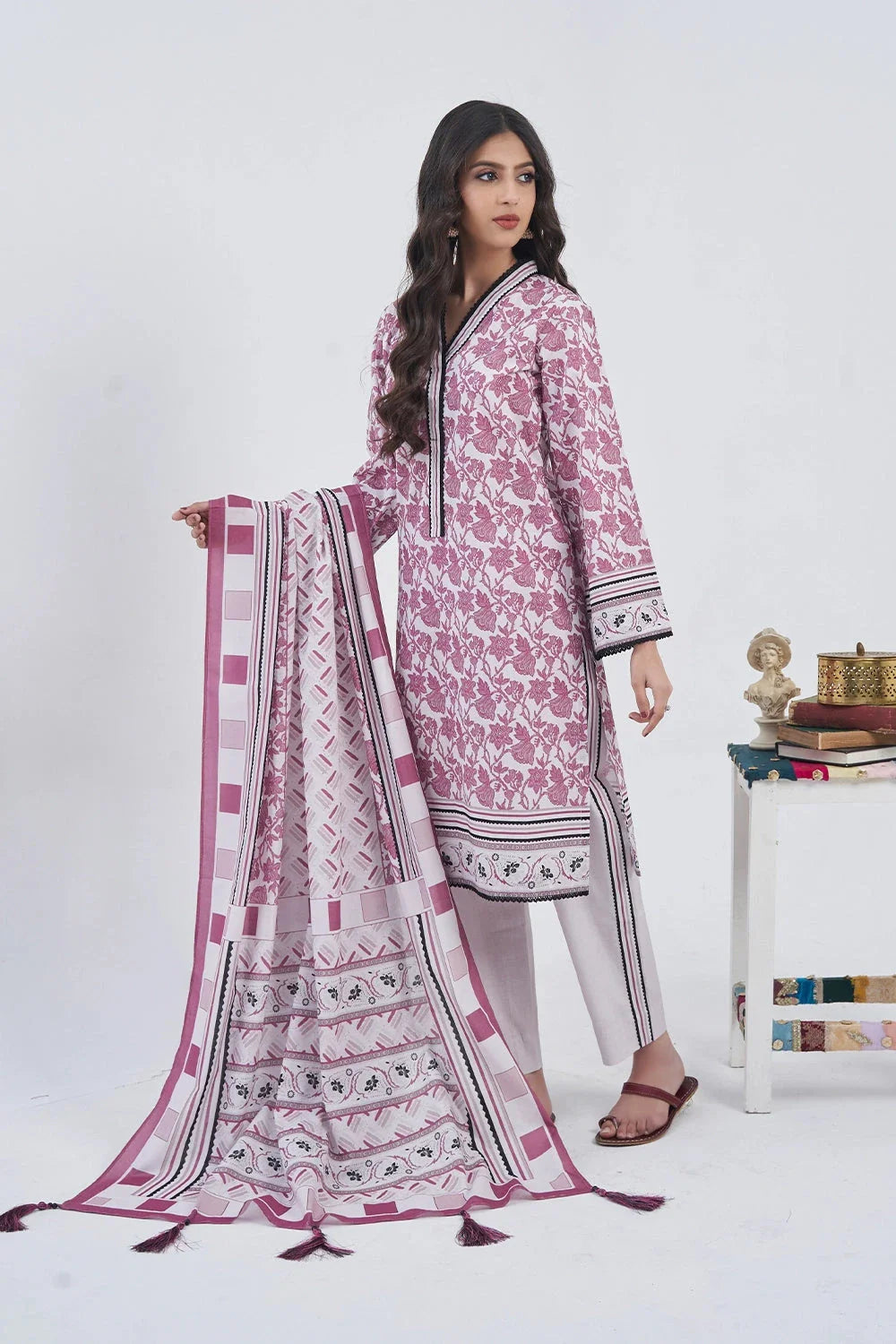 3PC Printed Unstitched Lawn Suit KLA-3155 Printed KHAS STORES