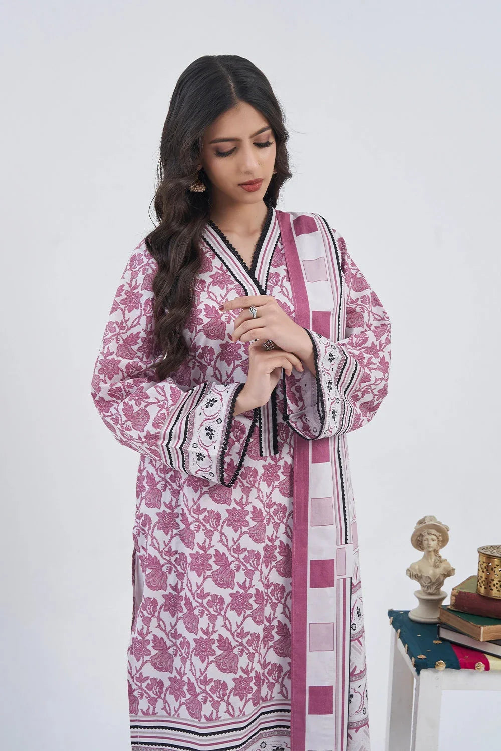 3PC Printed Unstitched Lawn Suit KLA-3155 Printed KHAS STORES
