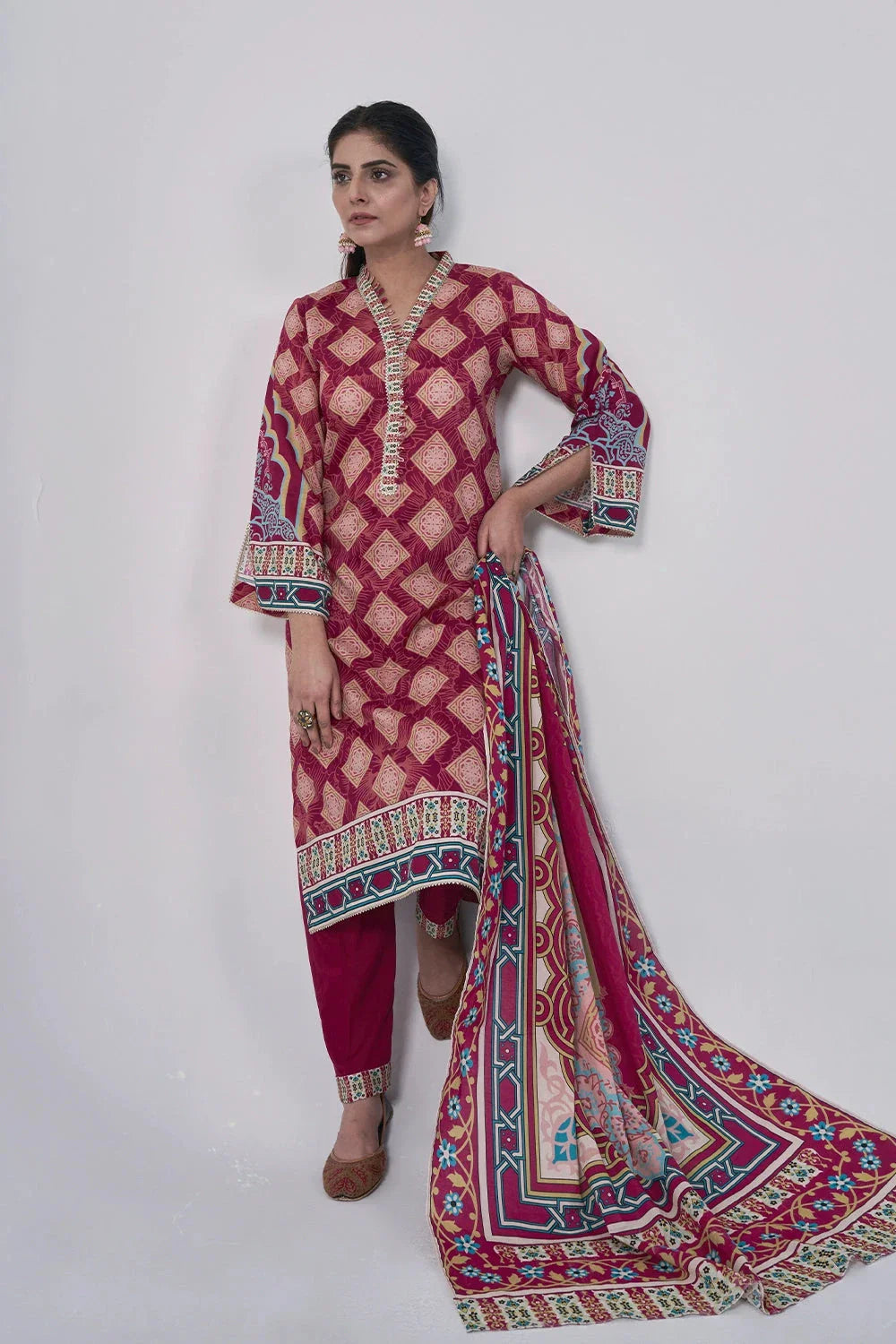 3PC Printed Unstitched Lawn Suit KLA-3156 Printed KHAS STORES