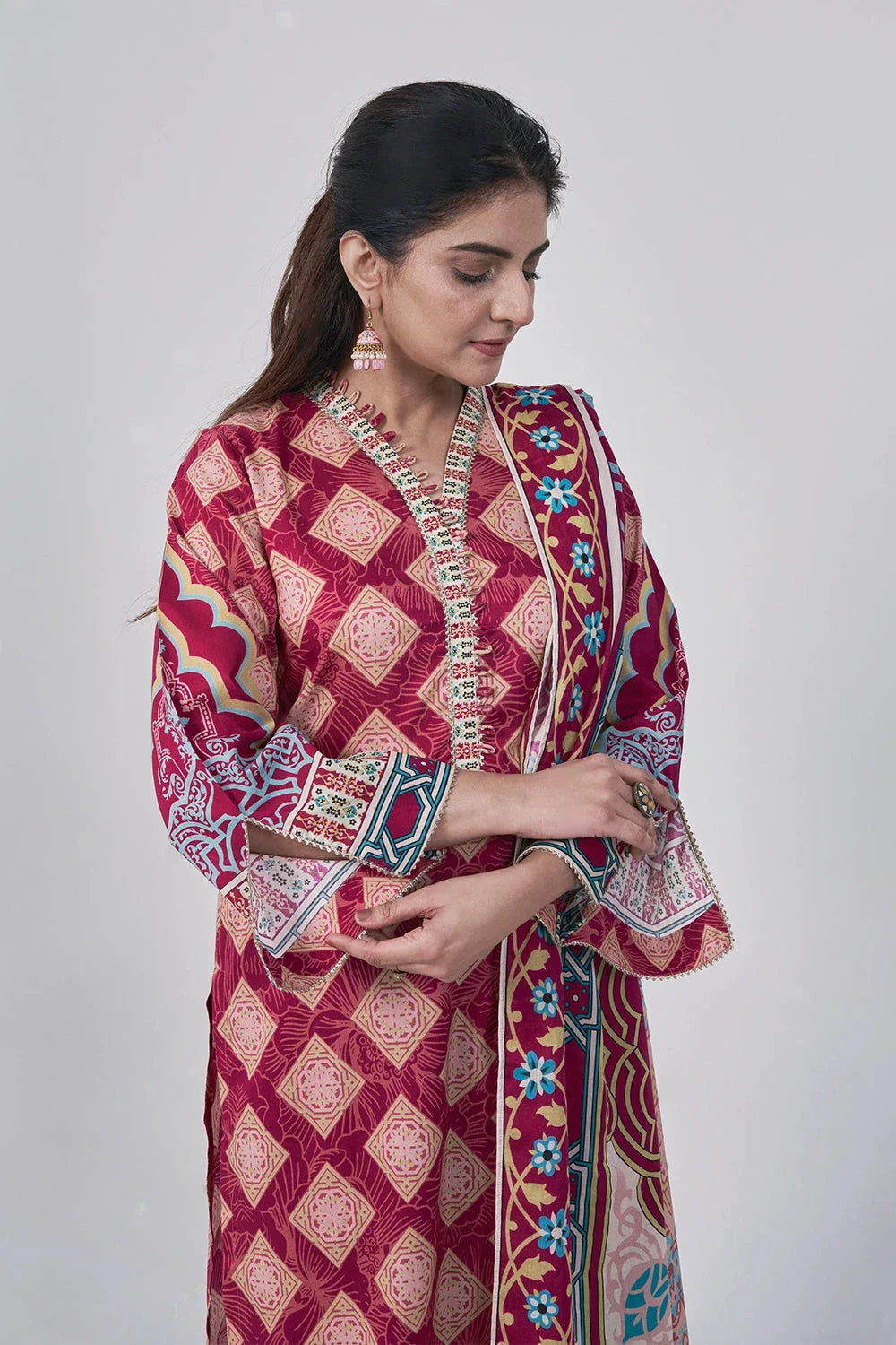 3PC Printed Unstitched Lawn Suit KLA-3156 Printed KHAS STORES