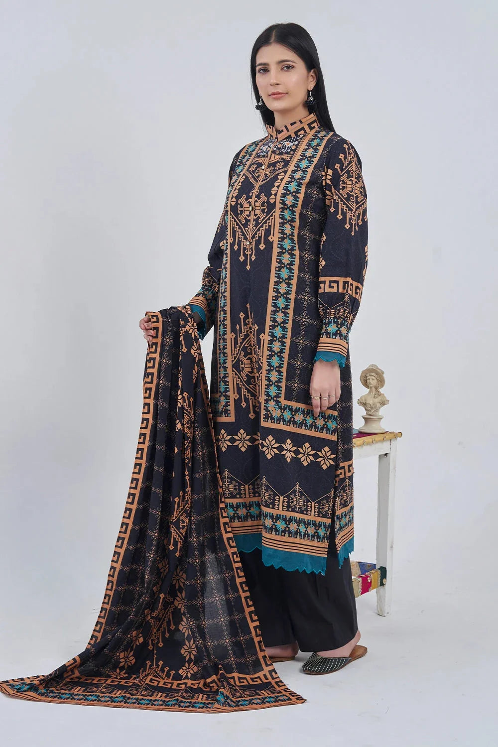 3PC Printed Unstitched Lawn Suit KLA-3158 Printed KHAS STORES
