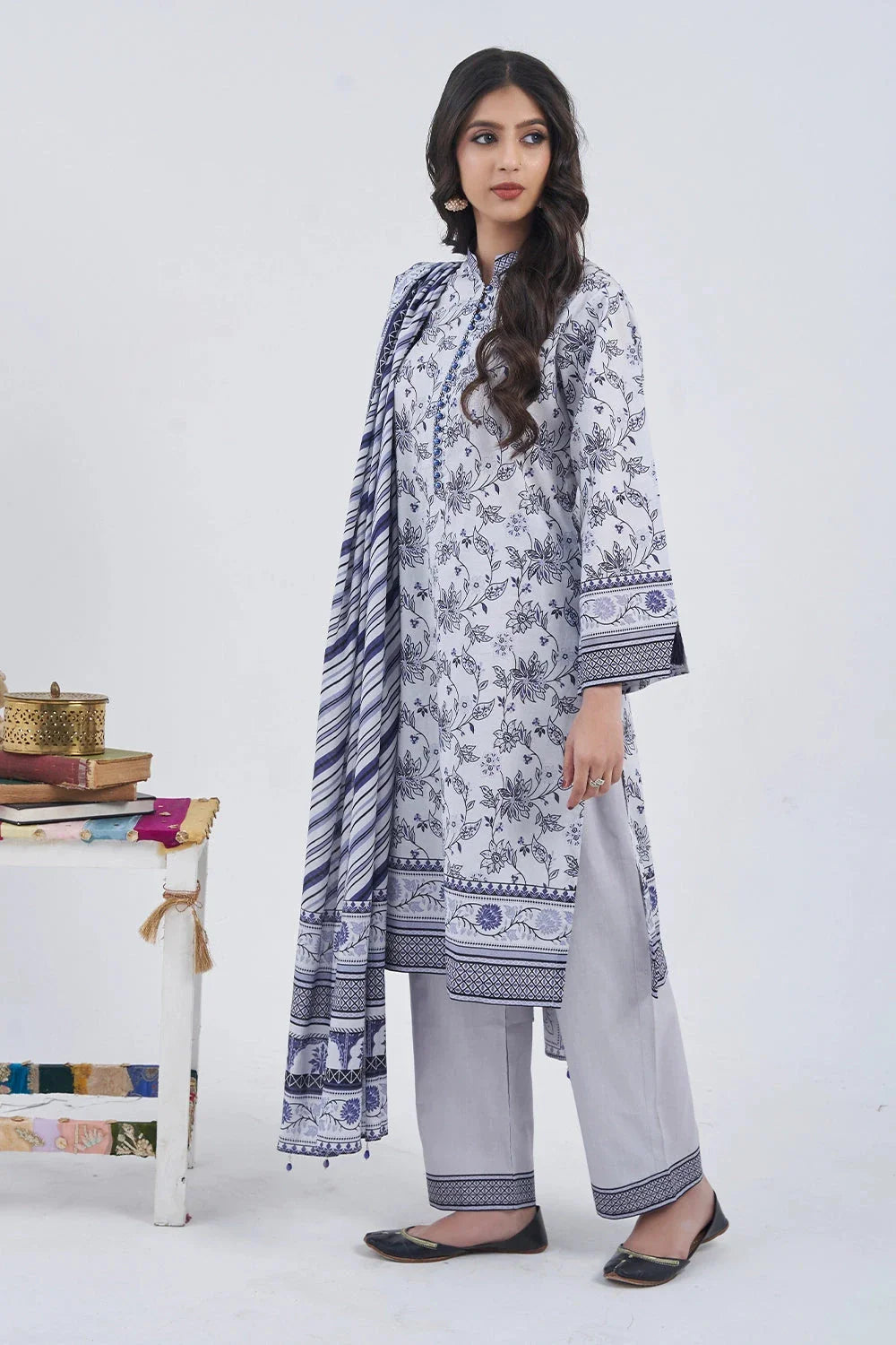 3PC Printed Unstitched Lawn Suit KLA-3160 Printed KHAS STORES