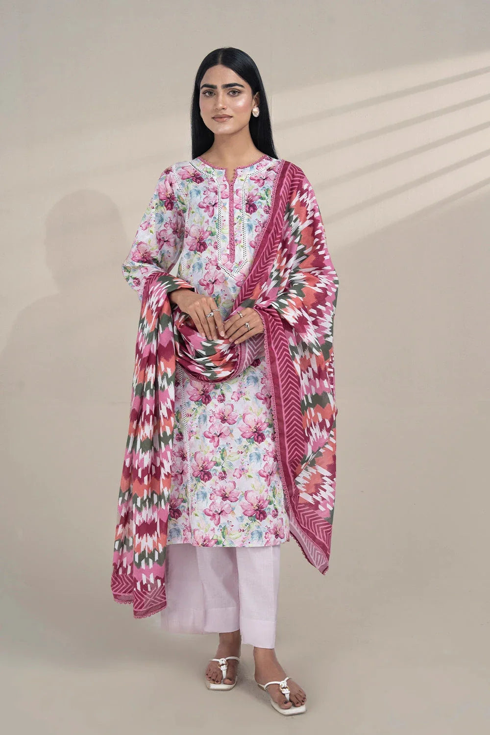 3PC Printed Unstitched Lawn Suit KLA-3262 Printed KHAS STORES