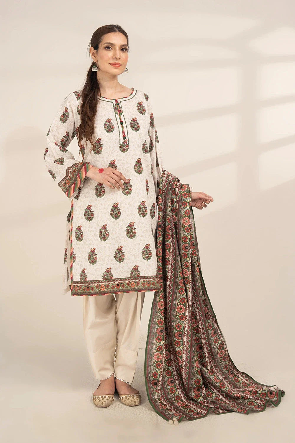3PC Printed Unstitched Lawn Suit KLA-3272 Printed KHAS STORES