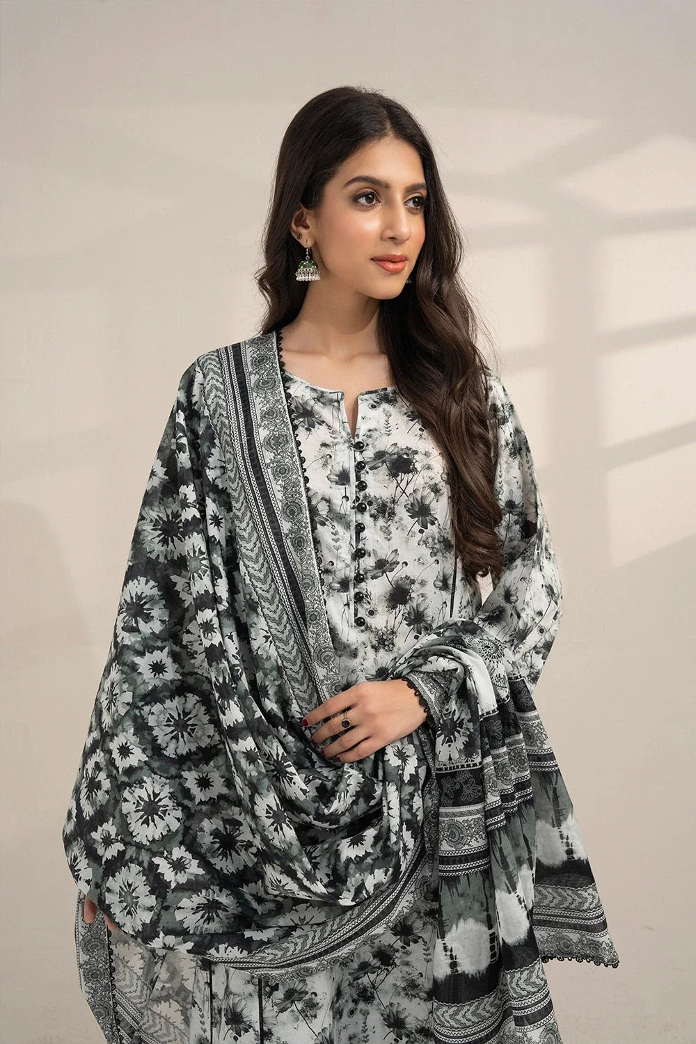 3PC Printed Unstitched Lawn Suit KLA-3286 Printed KHAS STORES