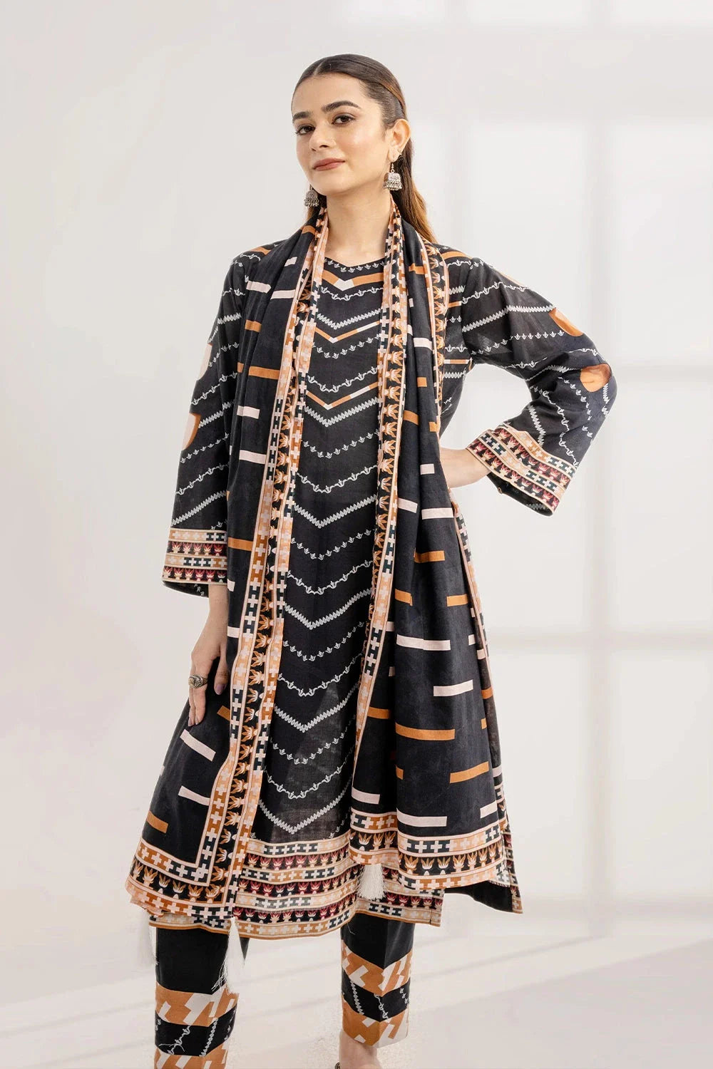 3PC Printed Unstitched Lawn Suit KLA-3288 Printed KHAS STORES