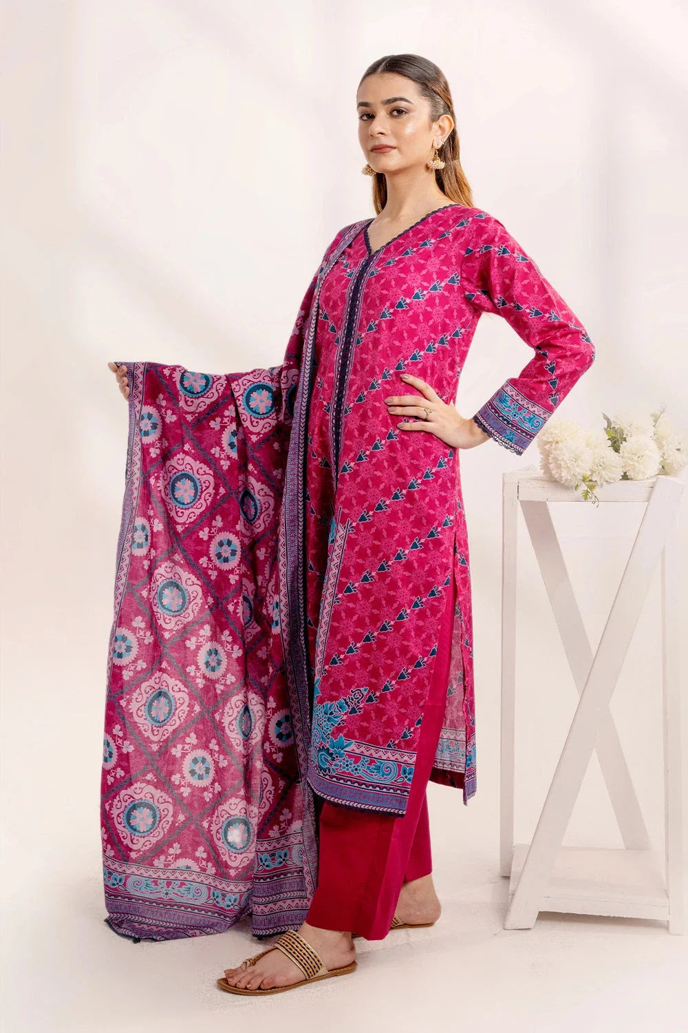 3PC Printed Unstitched Lawn Suit KLA-3300 Printed KHAS STORES