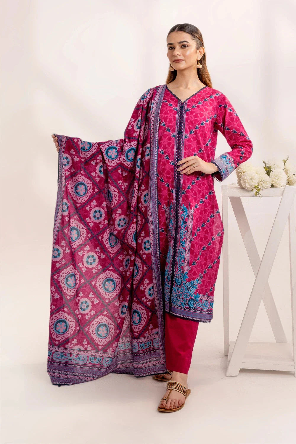 3PC Printed Unstitched Lawn Suit KLA-3300 Printed KHAS STORES